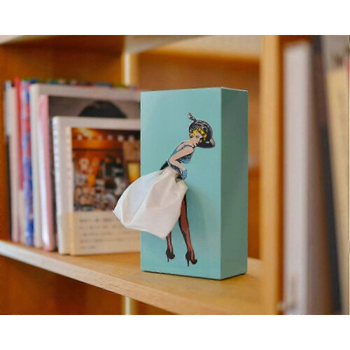 Flying Skirt Tissue Box - Charming Retro Pop Art Tissue Holder (Mint) 1