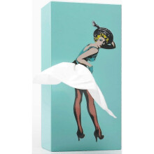 Flying Skirt Tissue Box - Charming Retro Pop Art Tissue Holder (Mint)