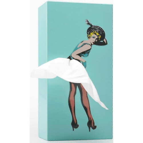 Flying Skirt Tissue Box - Charming Retro Pop Art Tissue Holder (Mint)