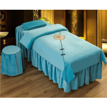 Massage Table Sheets Set, 4-Piece Velvet Bed Cover, Blue Massage Bed Cover, 70x190cm Spa Bedding