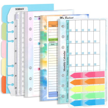 A6 Budget Binder Inserts Set with 6-Hole Planner Refills, Weekly and Monthly Pages, Financial Sheets, and Stickers