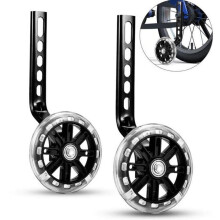 Flashing Wheel for Bicycle, Adjustable LED Balance Training Wheels for 12-20 Inch Bikes, Universal Glitter Black Stabilizers