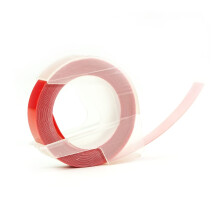 3D Embossing Tape 9mm x 3m Self Adhesive White Print on Red Compatible with Dymo 1 Piece Replacement