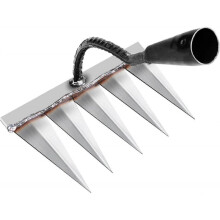 Garden Rake - Traditional Carbon Steel Rake, Teeth Rake, for Weeding/Detangling/Sowing 5 Steel Teeth (Without Stick)