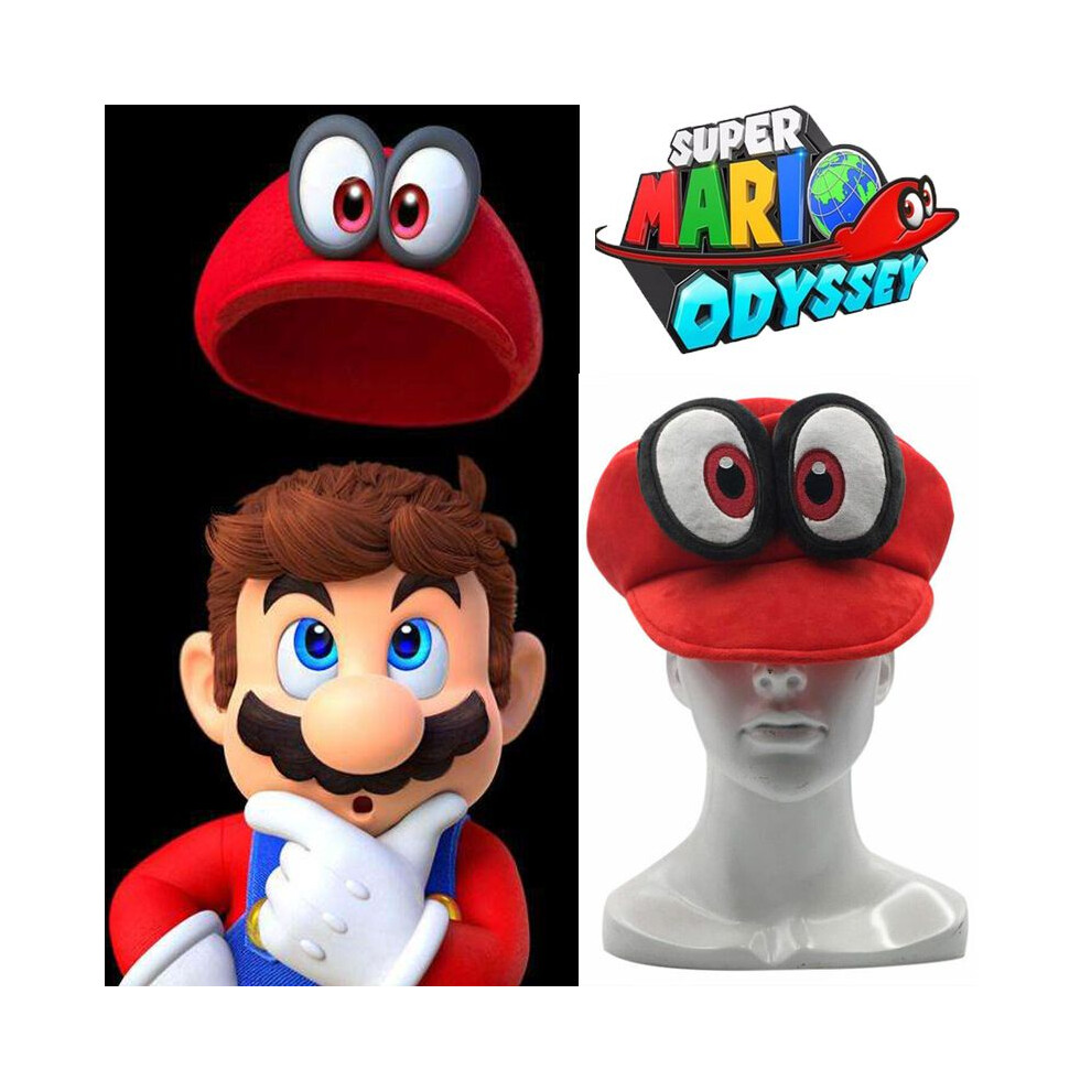 Super Odyssey Mario Cappy Plush Hat Adult Kids Anime Costume Cap Cosplay Red