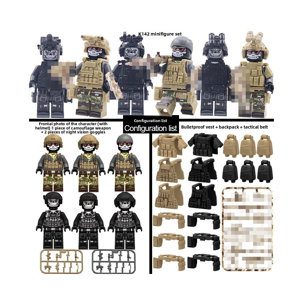 (Black Khaki) Weapons Camouflage Military Ghost Specia Force Soldier Swat Tactical Toys Parts-image-OPC-PK9H2QG-NEW