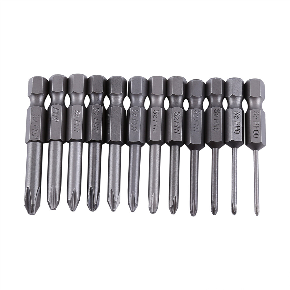 12pcs 50mm Length 1/4 Inch Hex Shank S2 Alloy