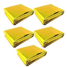 (140x210cm) 5pcs Outdoor Waterproofed Emergencies Blanket Reflective Marathons Blanket for Outdoor and Cold Weather 140x210cm