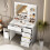 Vanity Makeup Desk with LED Lights Mirror and Drawers Dressing Table 1