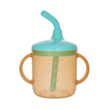 (Orange Blue) Baby Sip Cup Drinking Cup with Double Handles and Clear Measurement Marks 220ml for Easy Drinking Transition Powder transparent s