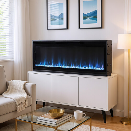 Living And Home 60 inch Wall Mounted Electric Fireplace with Remote Control 1