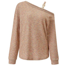 (M, orange) Womens Casual Loose Fitting Tops Shirts Cold Shoulder Long Sleeve T-Shirts Fashion Shirt Tunics Tops for Fall Winter Pink XL