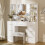 7 Drawers Dresser Table With LED Light Mirror Makeup Desk Vanity Table 6