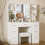 7 Drawers Dresser Table With LED Light Mirror Makeup Desk Vanity Table 7