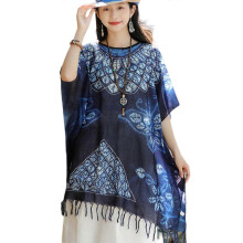 (Butterflies) Bohemian Tassels Cape for Women Ethnic Style Cape Ponchos Vintage Patterned Cape Ladies Sun-protection Shawl Cape snowflake