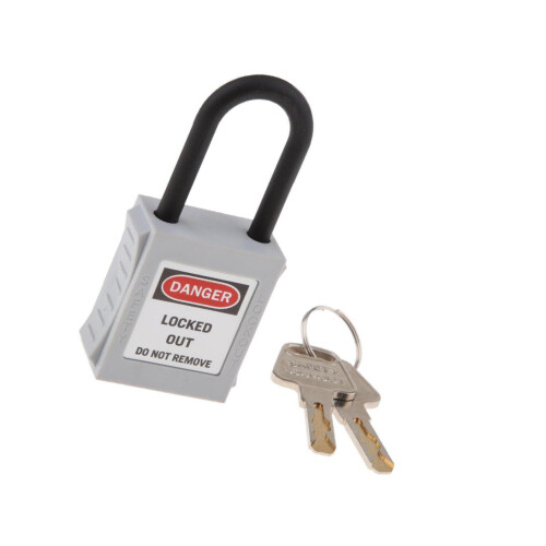 Padlock Pvc (Grey, 90x40x19 mm) 38 mm PVC Curved Safety Lockout Padlock Strong and ...