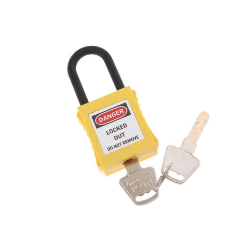 (Yellow, 90x40x19 mm) 38 mm PVC Curved Safety Lockout Padlock Strong ...