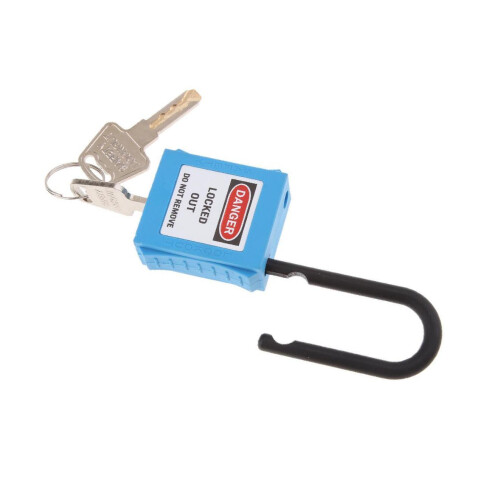 (Blue, 90x40x19 mm) 38 mm PVC Curved Safety Lockout Padlock Strong and ...