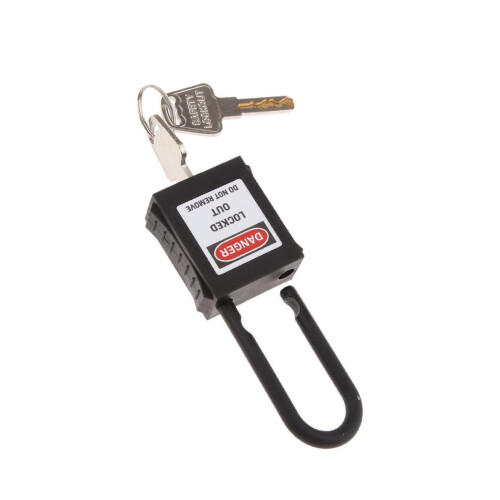 Padlock Pvc (Black, 90x40x19 mm) 38 mm PVC Curved Safety Lockout Padlock Strong and ...