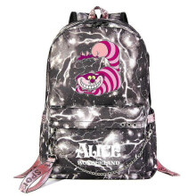 (1)Alice in Wonderland Backpack for Kids Boys Girls with USB Port - Canvas School Book Bag for Women, Men - Laptop Bookbag with Chain
