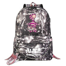(8)Alice in Wonderland Backpack for Kids Boys Girls with USB Port - Canvas School Book Bag for Women, Men - Laptop Bookbag with Chain