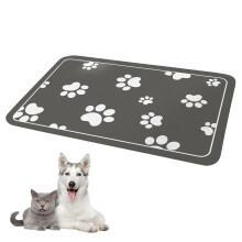 Pet Feeding Bowl Mat 30x50 cm Diatomaceous Earth Non-Slip Dog Food Mat Durable Slow Eater Mat Dark Grey for Food and Water