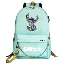 (7)Lilo and Stitch Backpack with USB Port, Canvas Book bag Rucksack for Students, School Bag for Boys/Girls, Travel Mochilas High Quality