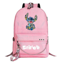 (8)Lilo and Stitch Backpack with USB Port, Canvas Book bag Rucksack for Students, School Bag for Boys/Girls, Travel Mochilas High Quality