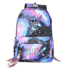 (8)Stitch Kawaii Boys Girls Kids School Book Bags | Women USB Chain Backpack | Canvas Men Laptop Bagpack | Packsack Bookbag High Quality