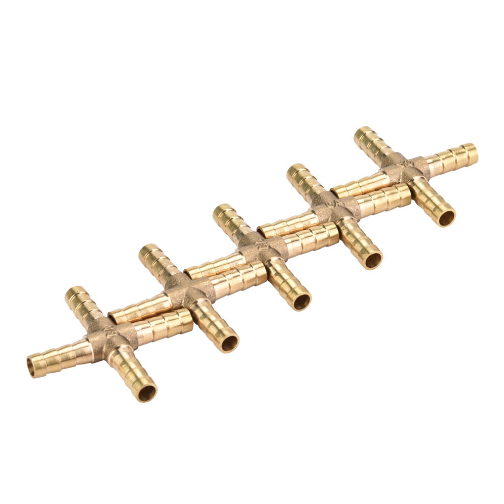 5Pcs Brass Cross 4 Way Hose Joiner Fittings Barbed 8320539686974