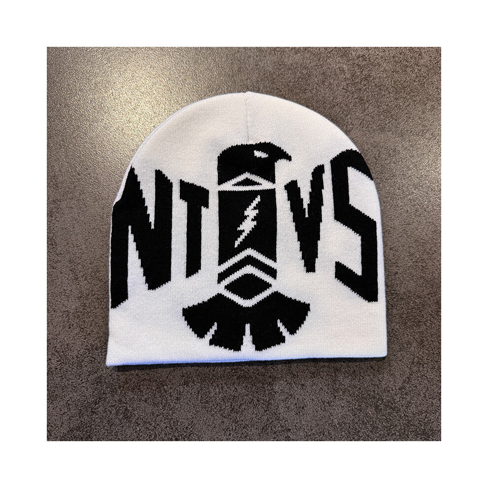 (White) Blocked Color Fashion Letter Pattern Neutral Casual Warm Knitted Winter Hat For-image-OPC-PK9K6FP-NEW