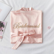 (L, Pink) Bridesmaid Robes Women Satin Short Kimono Dressing Gown, Bridesmaid Morning Robe For Photography Wedding Party Getting Ready Tw