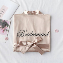 (S, Champagne) Bridesmaid Robes Women Satin Short Kimono Dressing Gown, Bridesmaid Morning Robe For Photography Wedding Party Getting Ready Tw