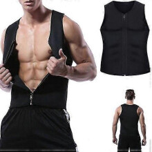 (L, Full Black) Manson Gynecomastia Compress Zipper Vest, Compression Shirt Tank Top Shirts Men Tw