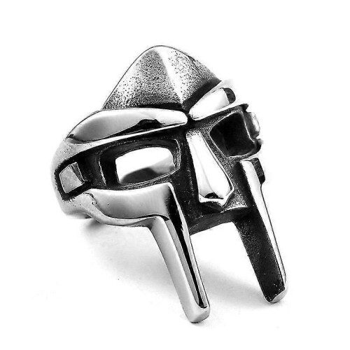 (12) Doom Mask Gladiator Style Ring Metal Silver Stainless Size 7-14 TW 1