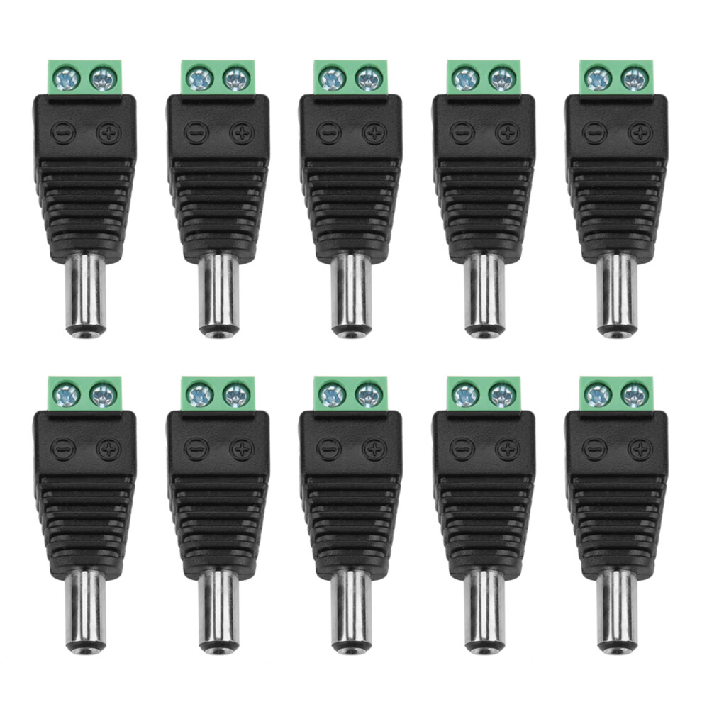 10Pcs DC Power Male Plug Jack Terminal Adapter