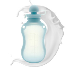 Breastmilk Containers 150ml, Leakproof Silicone Storage Bags for Freezer, Grey-Blue for Juice and Fruit Purees