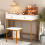 Writing Study Desk Computer Workstation w/2 Drawers Vanity ,White&Gold 1