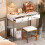 Writing Study Desk Computer Workstation w/2 Drawers Vanity ,White&Gold 5