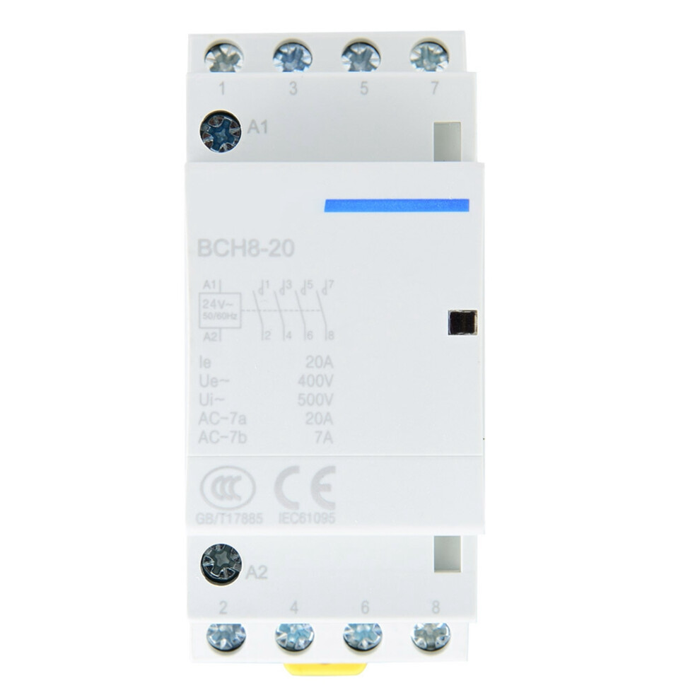 4P 4NO 20A Household AC Contactor DIN Rail Mount