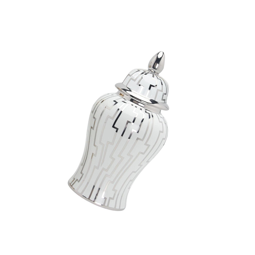 (Silver, geometry) Flower Vase Temple Jar Storage Ceramic Ginger Jar 17x17x37cm-image-OPC-PK9M29Z-NEW
