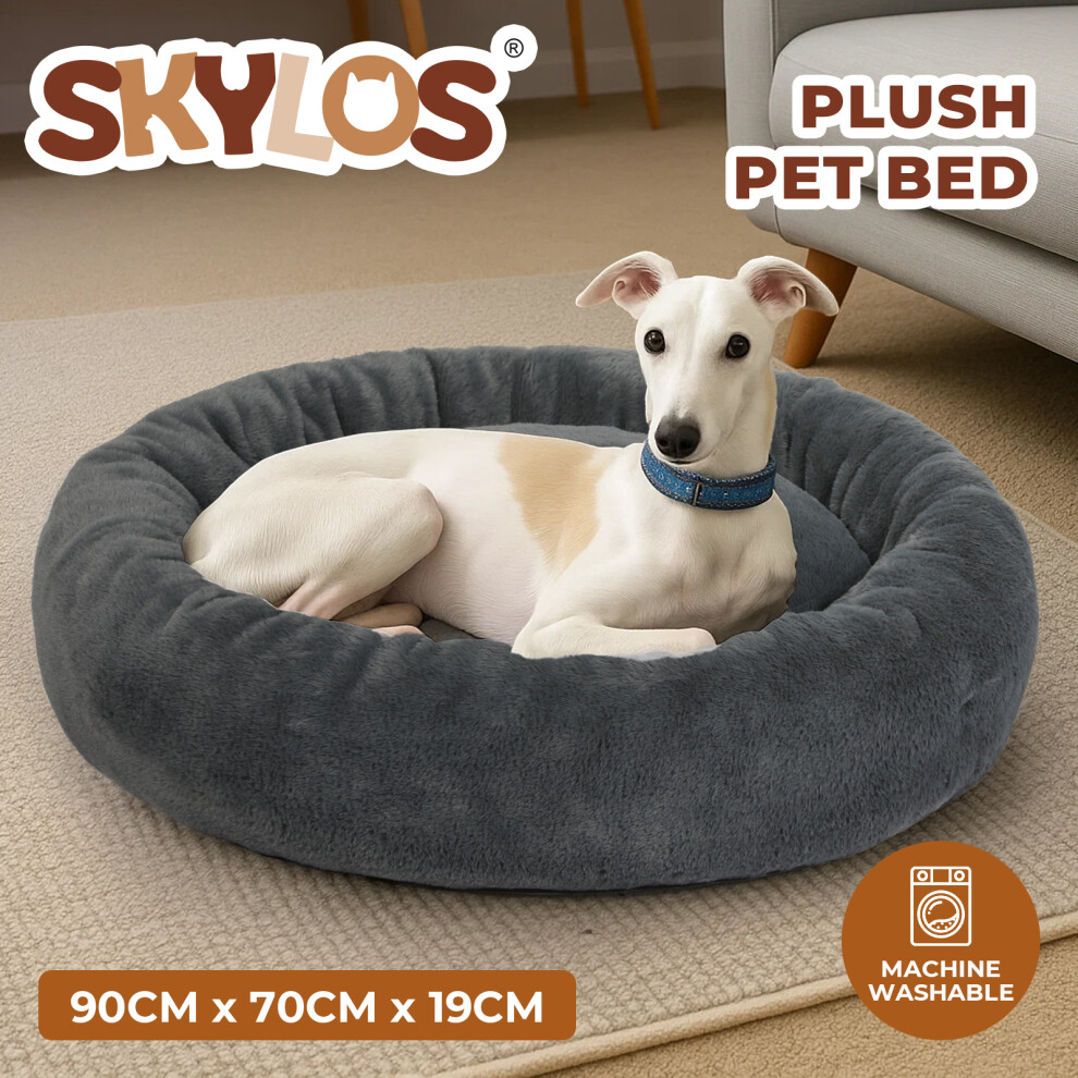 Skylos Dog Calming Donut Bed Cushion Large Pet Cat Mattress Washable Soft Plush-image-OPC-PK9M2W2-NEW