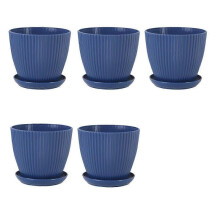 Plastic Planter Pots for Plants, 5 Pack 6 Inch Flower Pots with Drainage Holes and Saucers, for Ind