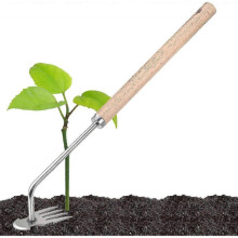 Weeding Artifact Uprooting Weeding Tool, Long Design Stainless Steel Forged Weed Puller 4 Teeth Dual Heads Weeder - Mishan