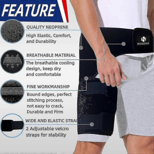 Hip Support for Sciatica Pain Relief, Thigh Compression Sleeve, Adjustable Sacroiliac Belt for Si Joint, Sciatic Nerve, Hip Replacement, Hip Flexor St 1