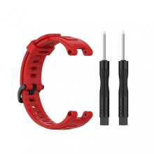 (Red) Unisex Portable Wristwatch Strap Soft Silicone Adjustable Smart Watch Replacement Band For Amazfit T-rex A1918 Pro TW