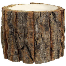 Wooden Flower Pot Natural Wood Bark Flower Bucket Barrel Planter Rustic Container Garden Home Decor
