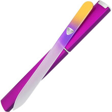 Bona Fide Beauty Czech Glass Nail File met etui, pastelgroene, violette premium kristallen nagelvijl