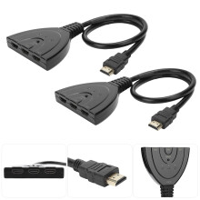 2er HDMI-Splitter 3-Port 4Kx2K Mehrzweck-Hub Box Schalter Schwarz