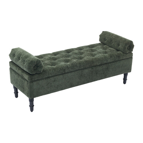 Living And Home Chenille Upholstered Storage Bench 2